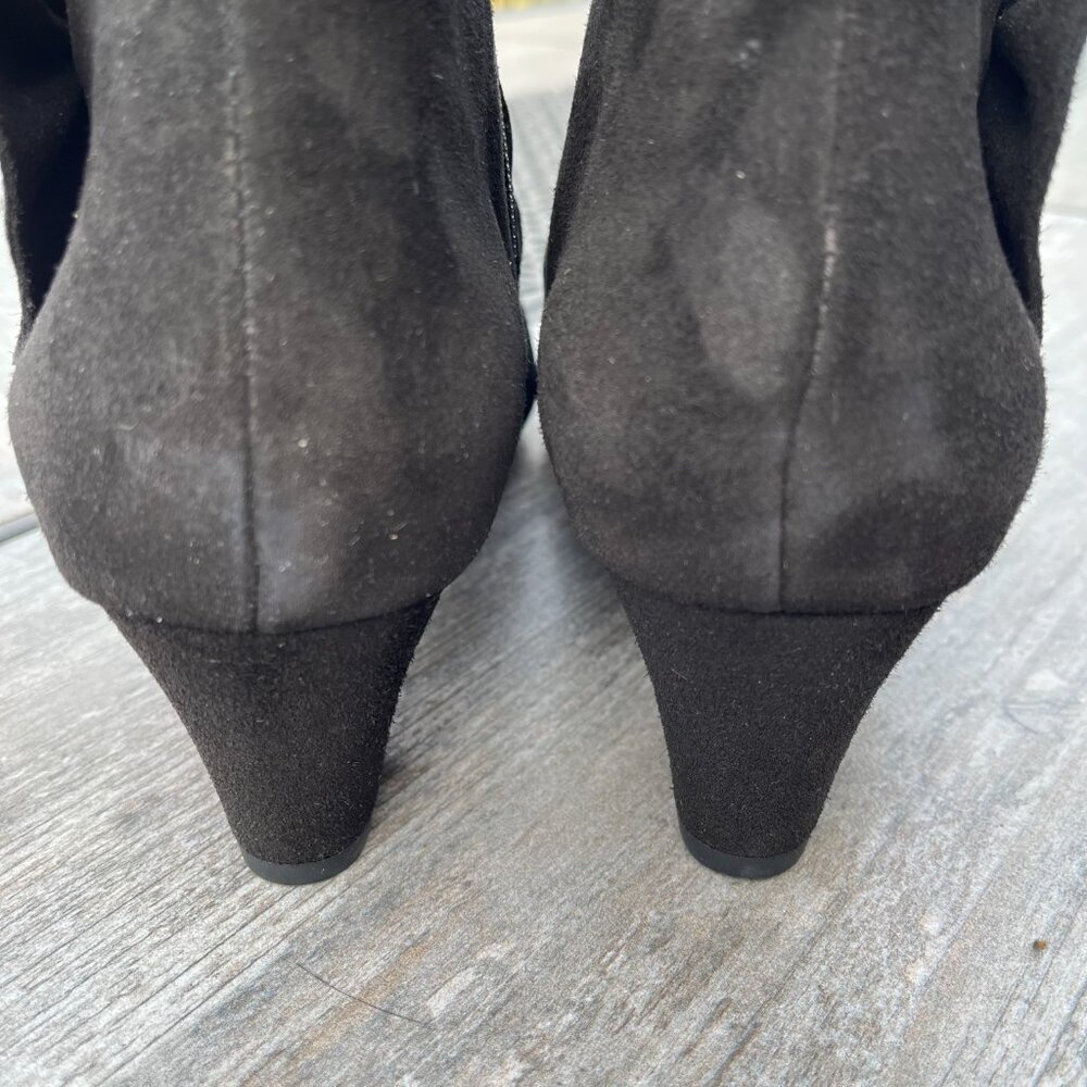 David Tate Women's Cutey Suede Gathered Ankle Boots Black 7.5W - Picture 3 of 9